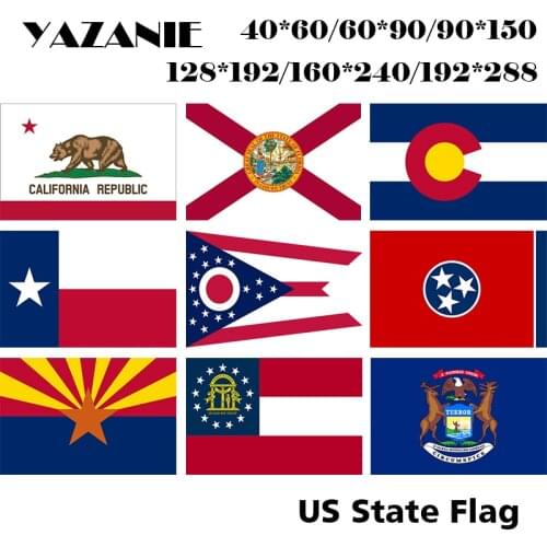 YAZANIE United States of American Bear California Florida Colorado Texas Ohio Tennessee Arizona US State Flags and Banners