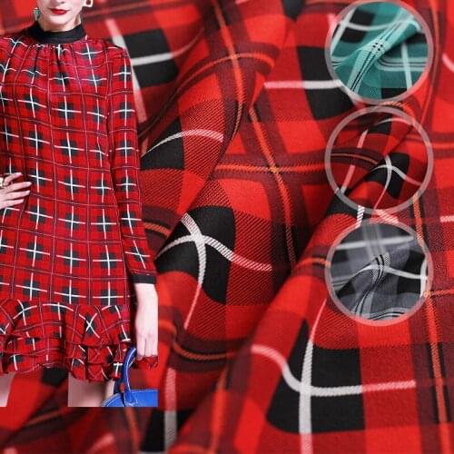 PearlSilk Store Crepe de Chine classic plaid series European and American temperament summer dress fabric 3 colors Free shipping