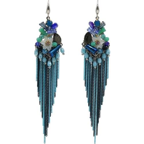 2021 trend Elegant dangle Earrings Shell Crystal Long Chain tassel Earrings For Women Exquisite handmade Jewelry New year gift