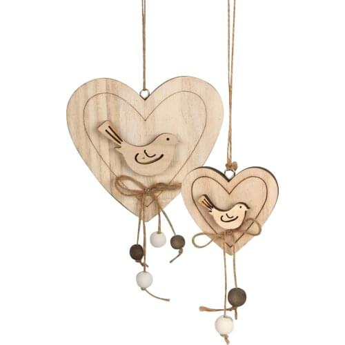 10Pcs Heart Love Shape Wooden Slice Hanging Ornaments Valentines Day Handcraft Wood DIY Crafts Party Wedding Pendant Supplies