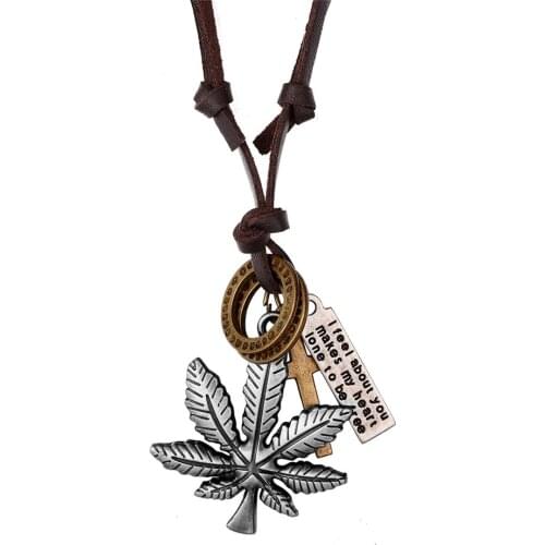 2020 New Jewelry Maple leaf Men Necklace Punk Fashion Design Adjustable Pendant Necklace Retro Jewelry Woman Necklace Collier