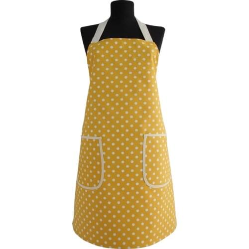 2021 Handmade Polka-dot Patterned Yellow Apron Cotton Waterproof Kitchen Aprons for Women Gift Grilling Bib Ideas to Dear