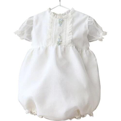 2021 Spanish Baby Clothes Newborn Baby Boutique Romper and Playsuits Girls Birthday Lace Outfits Children White Jumpsuit Onesie
