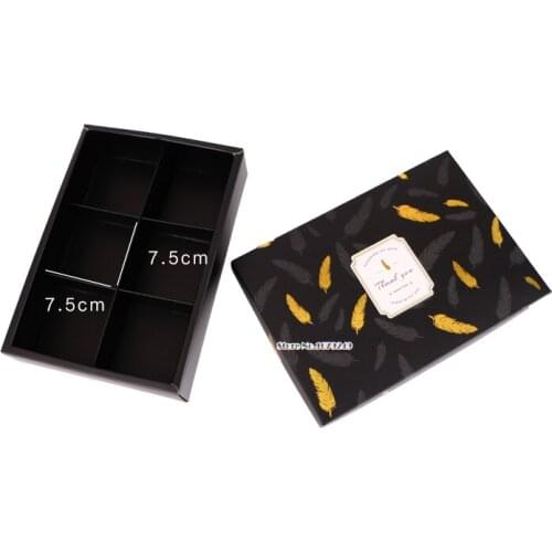 24.5x17x5.3cm Macaron Bronzing feather black paper Box,Dessert Macaron pastry Biscuits box, Cakes packaging boxes 100pcs/lot