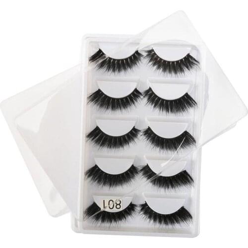 3D Mink Natural False Hair Eyelashes Cross Long Messy Makeup Fake Eye Lashes Extension Make Up Beauty Tools Make Up 5 Pairs
