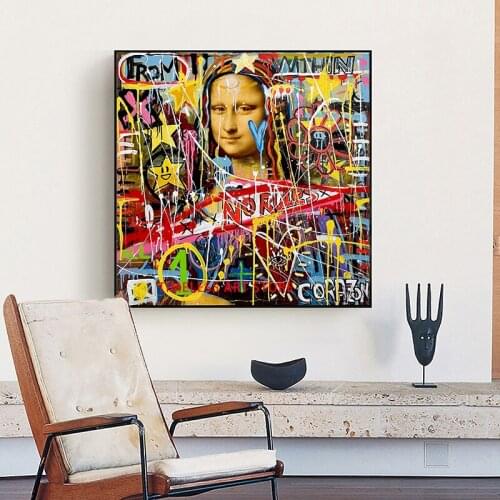 Abstract Graffiti Mona Lisa Posters and Prints Canvas Paintings Wall Art Pictures for Living Room Decor No FRAME