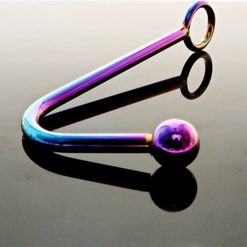 BDSM Stainless Steel Rainbow Anal Hook Anal Plug with Cock Ring Beads Hole Butt Plug Anus Fart Putty Slave Prostate Massager