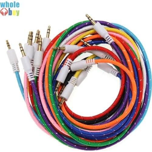 Audio Cable Gold Plated Jack 3.5 mm Male to Male Cloth Weave braid Audio Aux Cable For car Headphone for Beat Speaker 500pcs/lot