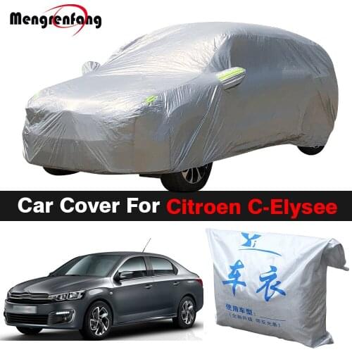 Car Cover Outdoor Anti-UV Sun Shade Rain Snow Ice Protection Dust Proof Cover For Citroen C-Elysee 2012-2021