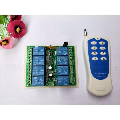 Free Shipping DC 12V 8 CH channel RF Wireless Remote Control Switch & Remote Control System receiver and transmitter