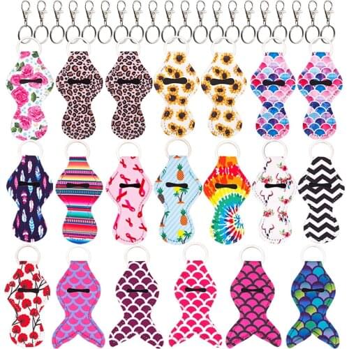 20Pack Lip Balm/Chapstick Holder Keychain with 20Metal Clip Cords Vibrant Color Chapstick Tracker and Safeguard New Year Gift