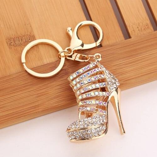 High Heel Shoe Keychain Rhinestone Crystal Purse Car Key Chain Bag Women Girls Decorative Keyring High Quality Key Ring