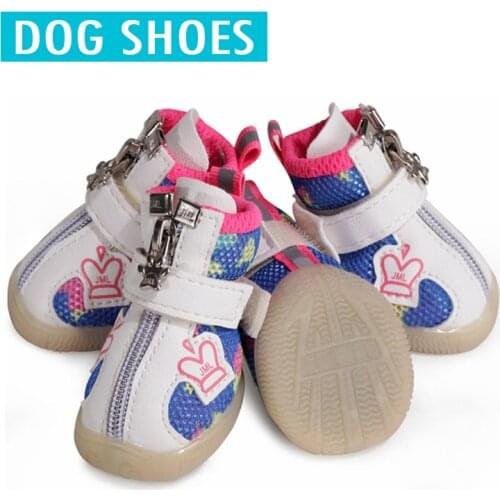 Breathable Mesh Pet Shoes Non slip soft Sole Cotton Dogs Sneakers Spring Autumn Outdoor Walking Pet Cat Shoes For Dogs 4Pcs Suit