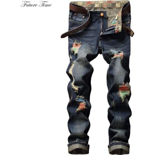 Men Jeans Ripped Jeans For Men Paint Color Washed Blue Denim Pants Biker Jeans Men Classic Jeans Brand Skinny Pants C1481