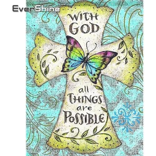 EverShine 5D DIY Cartoon Paint With Diamonds Full Square Diamond Embroidery Butterfly Picture Of Rhinestones Mosaic Wall Decor