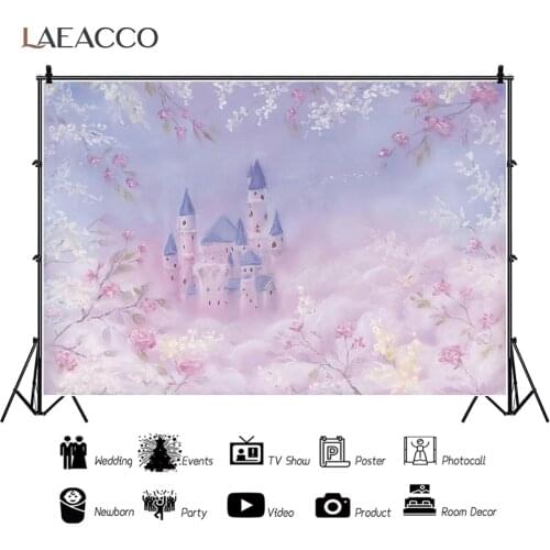Laeacco Newborn Photophone Blossom Flowers Castle Photography Backdrops Baby Shower Photo Backgrounds Child Birthday Photozone