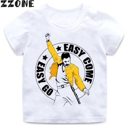 Boys and Girls FREDDIE MERCURY Rock Band Queen Print T shirt Kids Funny Clothes Enfant Summer White Tee shirt