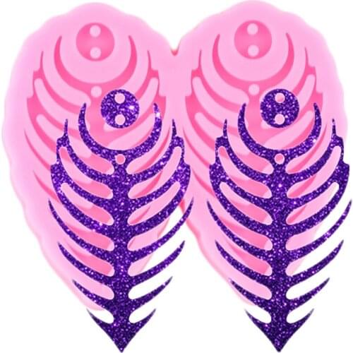 Glossy Feather Earring Silicone Mold Polymer Clay Jewelry Making Custom Keychain Molds Handmade Necklace Charms Keychains Mould