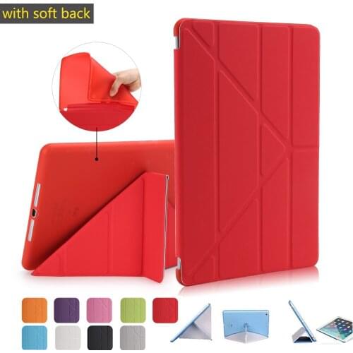 Nice Anti broken flexible soft tpu silicone back cover leather case for apple ipad mini 1 2 3 cover smart case slim stand