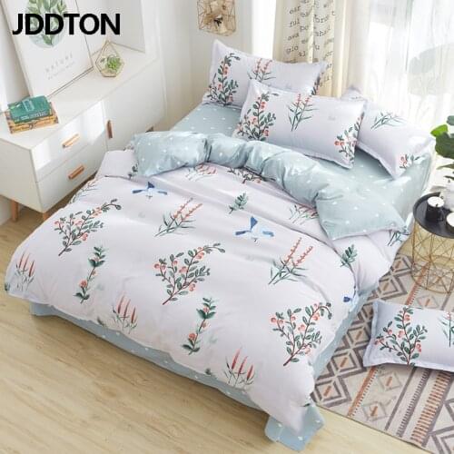 JDDTON 2020 New Arrival Bedding Set AB Side Simple Style Bed Set Comfortable Duvet Cover Sheet Pillowcase Set High Quality BE042
