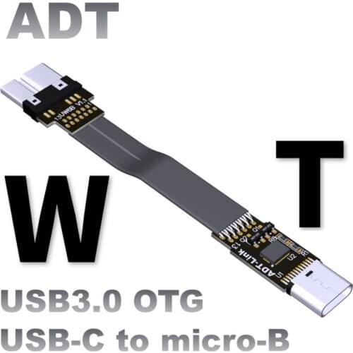 USB 3.0 Type-C to USB 3.0 micro-B Flat FPV shielded cable Type C Micro B Angled Support OTG 0.03m-3m 5G/bps Aerial photography
