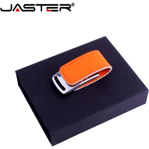 JASTER (over 10 pcs free LOGO) metal leather shell usb + box flash drive Memory stick pendrive 4GB 8GB 16GB 32GB 64GB gift