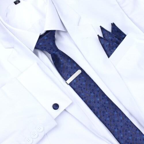 HAWSON Colorful Pattern Necktie Set with Pocket Square Tie-Clip and Button Cover Cuff-links Hot Selling