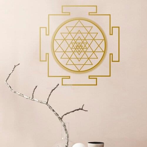 Sri yantra sacred geometry wall sticker line circle mandala geometric decal cube rectangle Round Polygon For living Rooms DG525