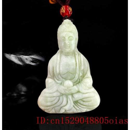 Jade Buddhism Pendant Necklace Amulet White Natural Carved Jewelry Chinese Fashion Charm Gifts