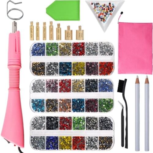 New 2000Pcs/Box Hot Fix Rhinestones Set /Hot Fix Rhinestones Hotfix Applicator Crystal Glass/Hot Fix Rhinestone for Clothing DIY