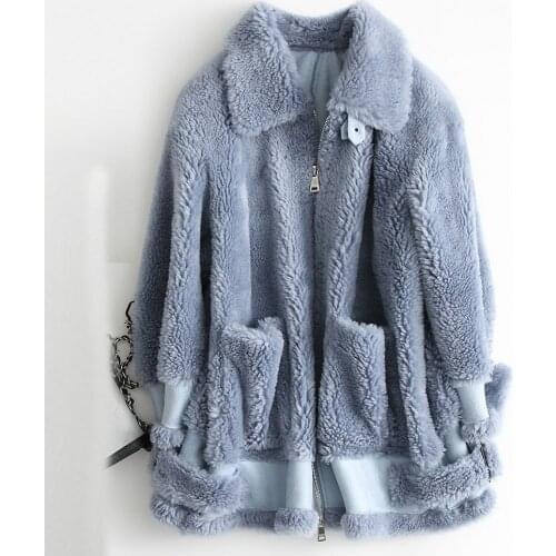 Fad New Real Fur Winter Wool Jacket Women Fashion Warm Overcoat Sheep Shearing Coat Elegant Casual Ladies Coats A062