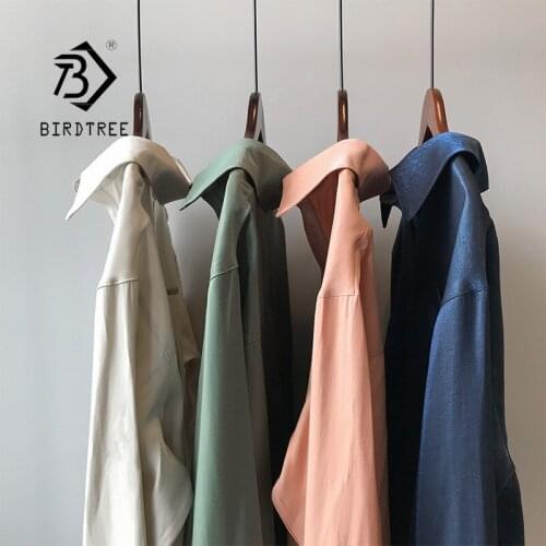 Autumn Women Vintage Oversize Full Sleeve Satin Blouse Turn-Down Collar Button Up Elegant Shiny Shirts Fall Spring Basic Tops