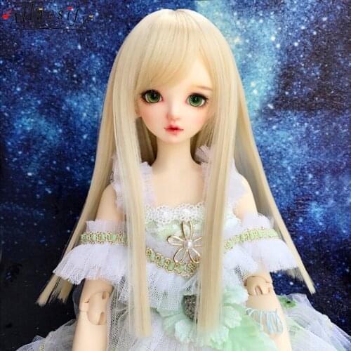 Allaosify Bjd Wig Long Straight Hair 1/3 1/4 1/6 1/8 1/12 BJD Wigs High Temperature Fiber For Dolls