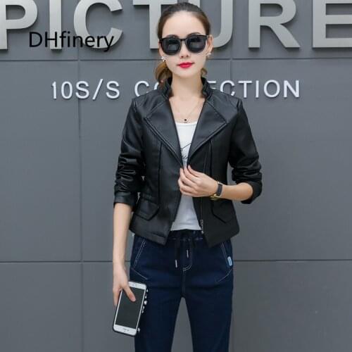 Plus Size M-4XL Fashion 2019 Autumn Winter Women Leather Coat Female Slim Short Button Leather Jacket Womens Outerwear bs8501
