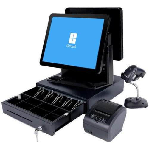 Full set of dual screen point of sale supermarket pos system pos terminal all in one machine cash register