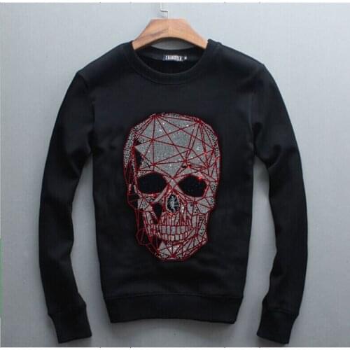 Popular Skull Sweatshirts Diamonds Streetwear Hoodies Men Women Sweatshirts hip hop Pullover Jackets