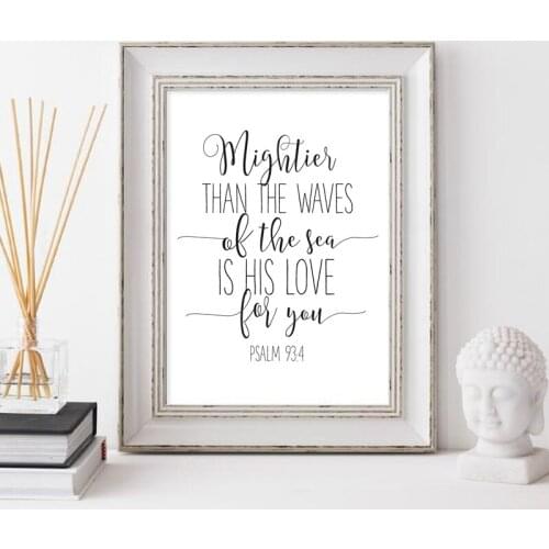 Bible Verse Psalm 93:4 Poster And Print Modern Minimalist Christian Scripture Quotes Canvas Painting Nursery Home Wall Art Decor