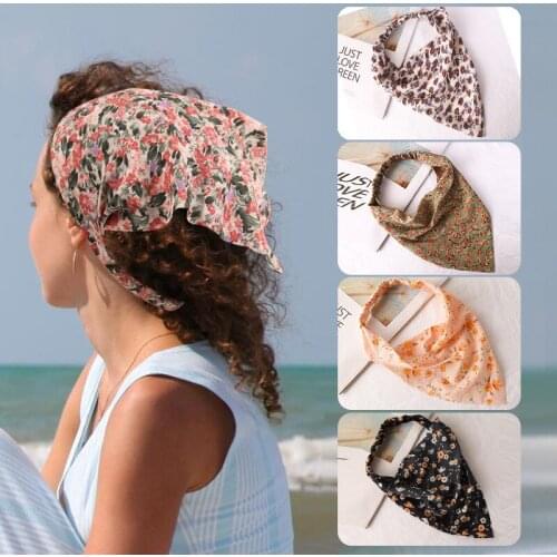 1 PCS Fashion Bohemian Headband Vintage Flowers Pattern Women Turban Cute Print Chiffon Elastic Hairband Lady Hair Accessories