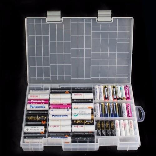 100 Grid For AA Or AAA Battery Clear White Plastic Storage Box Collection Camera Battery Tool Boxes