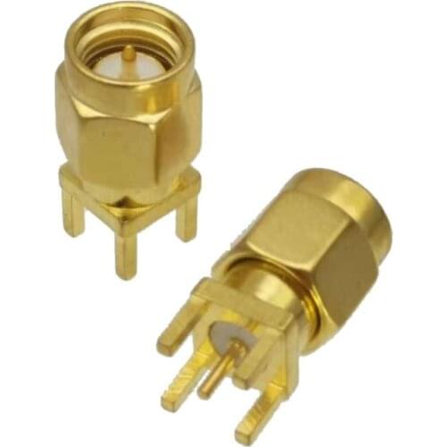 Connector SMA male Plug solder PCB mount straight RF Coaxial
