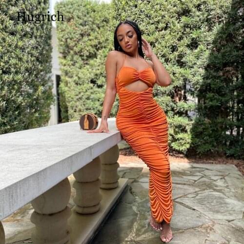 Backless Draped Hollow Out Bodycon Sexy Club Maxi Dress Women Bandage Strap Party Summer Stacked Dresses 2021 Fairy Grunge Robe