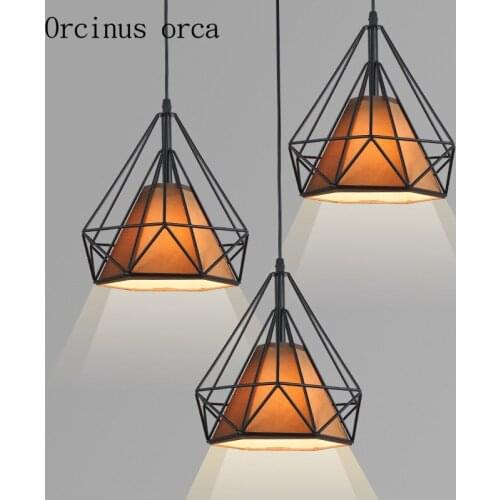 Nordic retro Diamond Pendant loft modern minimalist hotel restaurant bar three creative single character iron lamp