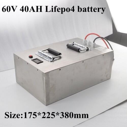 Steel Case Lifepo4 Battery 60v 40ah +10A Aluminum Battery Charger for 60V 3000W Propeller Electric Cleaning Car Tricycle Tractor