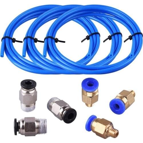 PTFE tube Ptfe Blue Tubing(1.5 Meters) With 3 Pieces Pc4-M6 Fittings And 3 Pieces Pc4-M10 Male Straight Pneumatic Pefe Tube Push