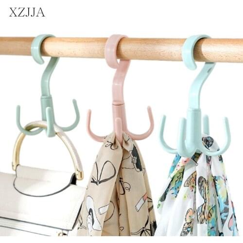 XZJJA 360° Rotatable Multi-function Hanger Hook Handbag Holder Wardrobe Clothes Hat Tie Scarves Hanging Hanger Bag Holder