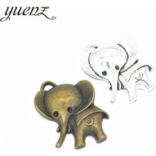 YuenZ 4 pcs 2 color Antique Silver Plated alloy Elephant Charms Pendants for Jewelry Making DIY Handmade Craft 41*36mm D9137