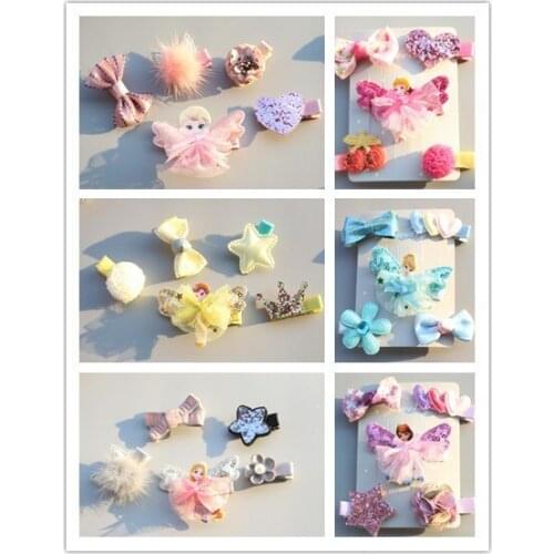 Lovely Bowknot Pet hairpin princess han edition Dog suit Cat all cloth pure hand hairpin 1set=5pcs