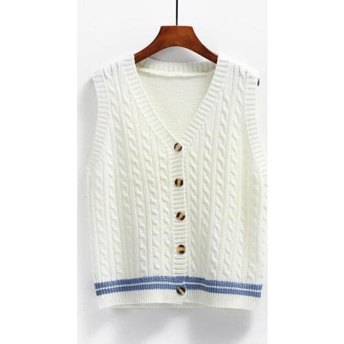 Woman Vintage Spring Autumn Single Breasted Vests 2021 Female Fashion Sleeveless Cardigan Ladies Outerwear Casual Waistcoat Q259