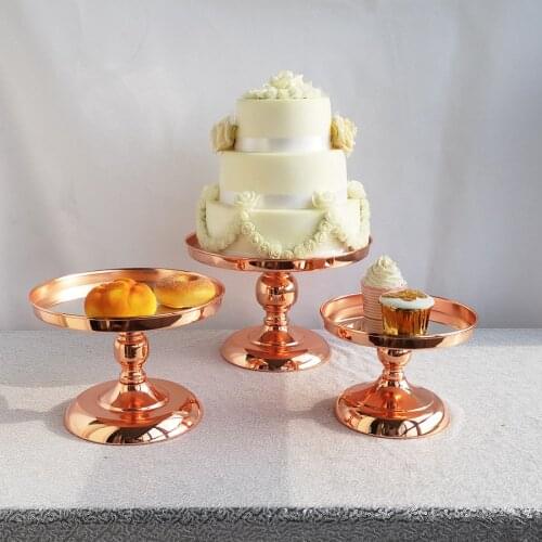 1pcs-3pcs gold &silver &rose gold CAKE STAND SET mirror Top Crystal Dessert Wedding Party Display Pedestal