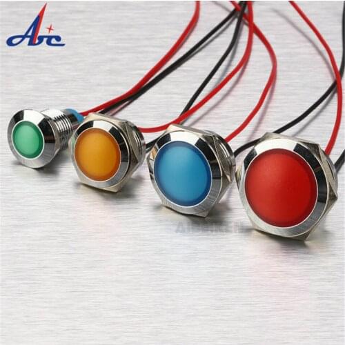 12mm 16mm 19mm 22mm Waterproof Metal Spherical Round indicator Signal lamp LIGHT with wire LED red yellow blue green white